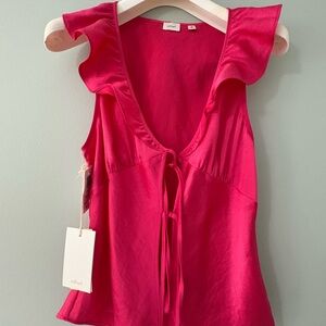 Aritzia Wilfred Tonka Blouse in Bright Rose